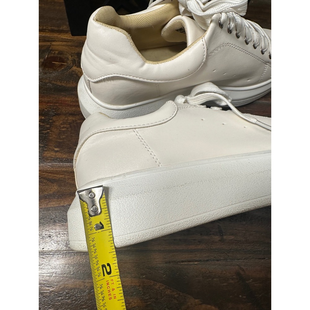 CHASE + CHLOE White Platform Sneakers Women's Size 37 Chunky Sole Lace Up - Picture 8 of 11